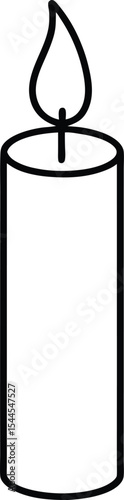 Minimalist candle drawing with flame and fine black lines