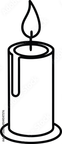 Straight or melted candle vector with fine flame detail