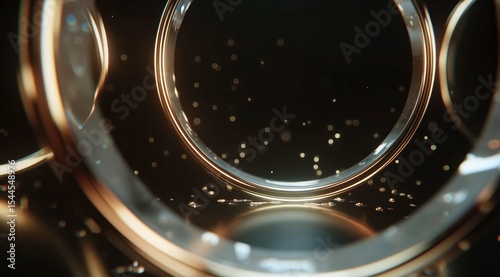 pinning Geometric Circle Luxury Gold Black With Particles Glowing Background. Awards, Luxury Branding, High-End Events, Artistic Presentations, Corporate Intros, Technology Advertisements