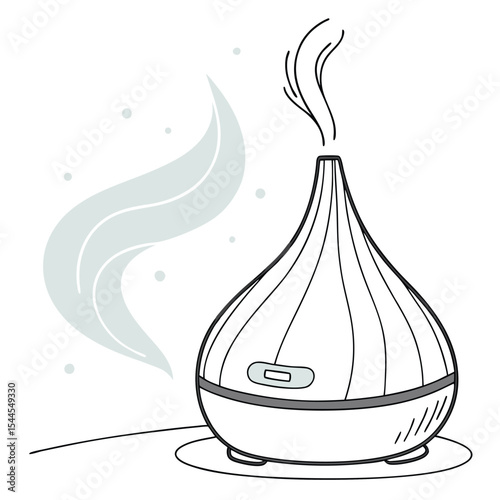 Minimalist illustration of essential oil diffuser with steam for relaxation