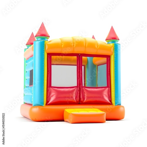  Vibrant Inflatable Bouncy Castle for Kids' Parties and Events, Colorful Play Structure for Fun and Entertainment