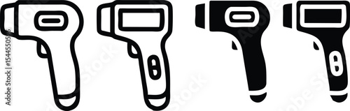 Line Art Digital and Mercury Thermometer Icons – Minimal Flat Medical Illustration