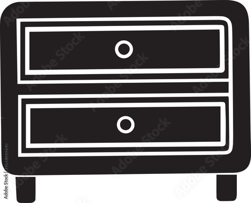 "Minimalist Two-Drawer Cabinet Illustration"