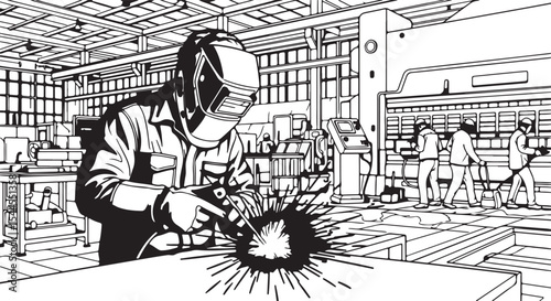 Industrial Welder at Work