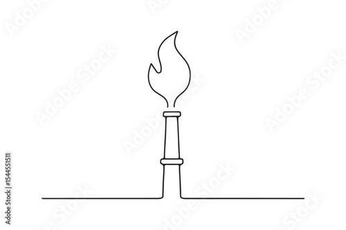 Gas flare continuous one line drawing minimalism design