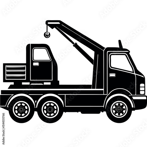 Tow truck icon silhouette isolated on white background