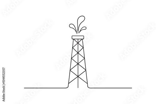 Oil rig tower continuous one line drawing minimalism design