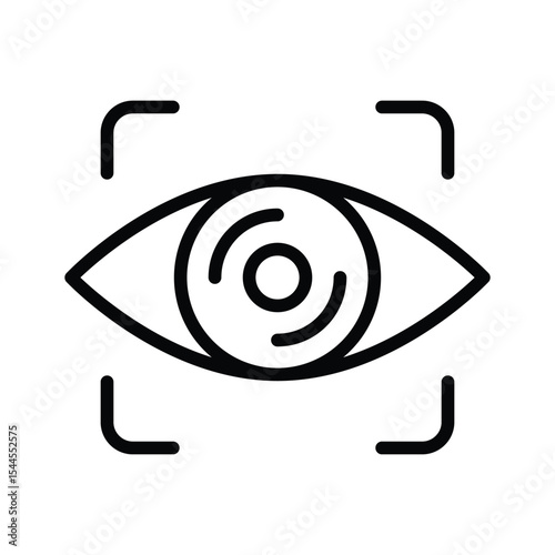 A modern line style icon showing eye scan technology