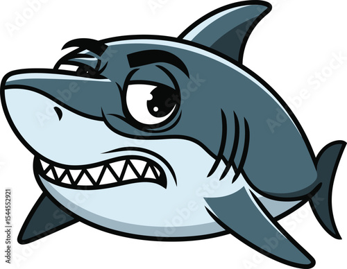 Grumpy cartoon shark illustration