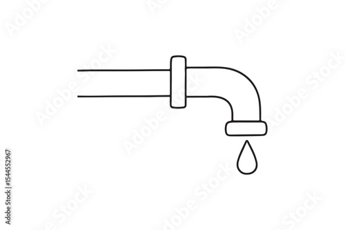 Water pipe continuous one line drawing minimalism design