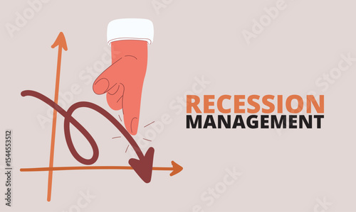 Cartoon vector illustration of a hand pointing at a downward arrow, symbolizing necessary change, reflection, and new beginnings