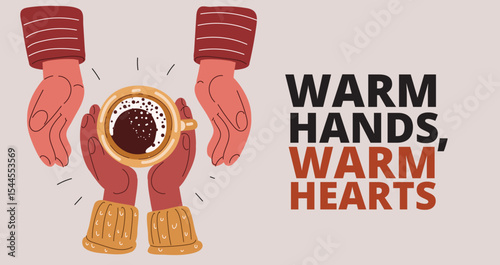 Cartoon vector illustration of two people sharing a quiet moment with a warm mug, symbolizing comfort, trust, and everyday connection