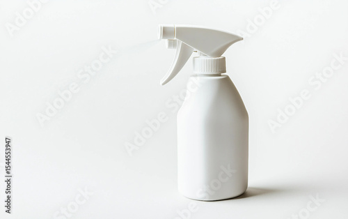 A small plain white spray bottle with a functional nozzle, offering precise control for various applications. Generative AI.