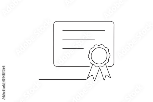 Certificate continuous one line drawing minimalism design