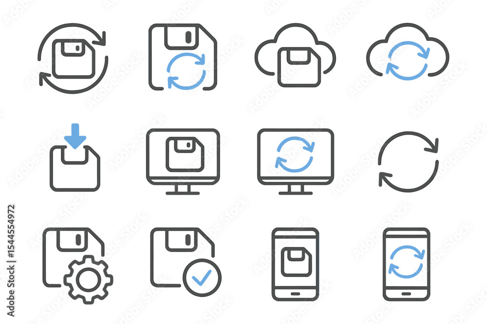 Digital data sync icons on dark background with cloud and device symbols Digital data sync icons on dark background with cloud and device symbols