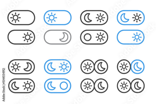 User interface toggle buttons for light and dark modes