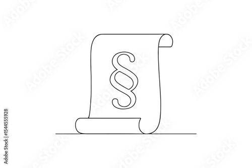 Legal scroll continuous one line drawing minimalism design