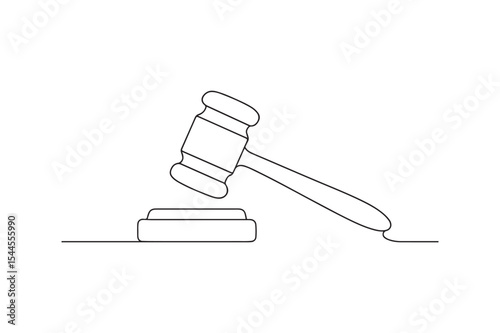 Legal hammer continuous one line drawing minimalism design