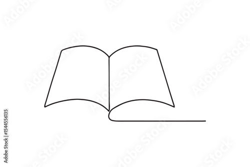 Open book continuous one line drawing minimalism design