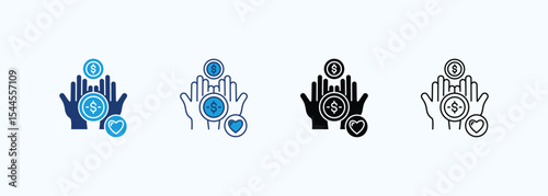 Donation Icon Set Multiple Style Collection