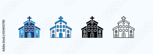 Church Icon Set Multiple Style Collection