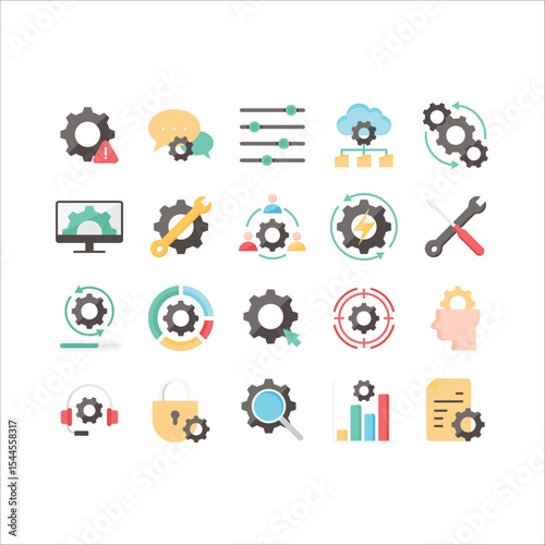 Simple set of settings icons, control , management, Options