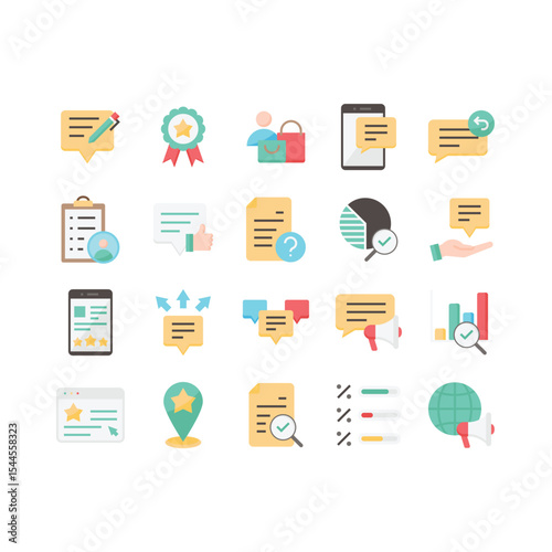 set of survey icons, feedback, opinion, review