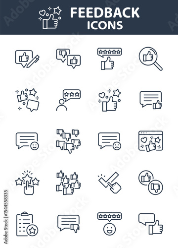 Set of Feedback icons, customer experience, review, comment