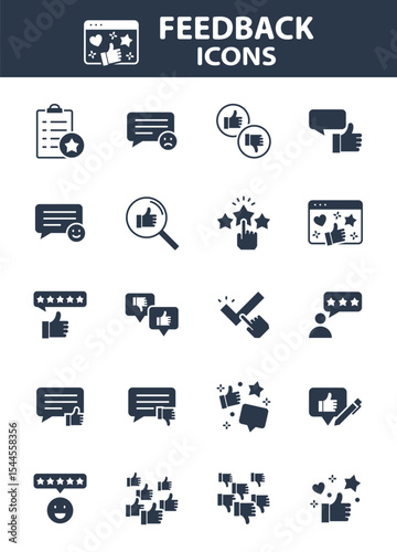 Set of Feedback icons, customer experience, review, comment