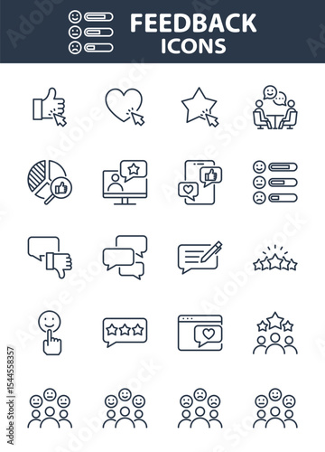 Set of Feedback icons, customer experience, review, comment