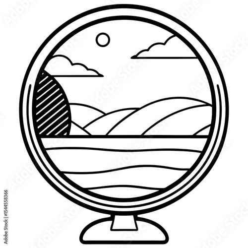Reflective Sunrise Stream – Art Vector