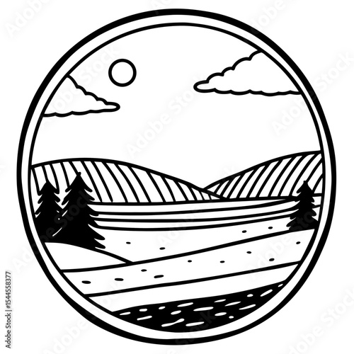 Reflective Sunrise Stream – Art Vector