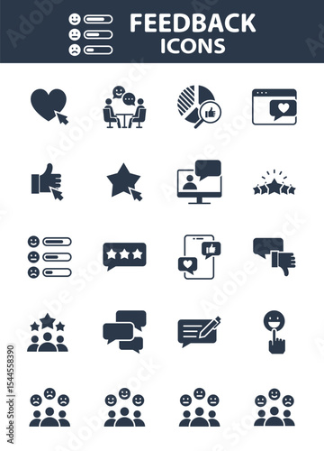 Set of Feedback icons, customer experience, review, comment