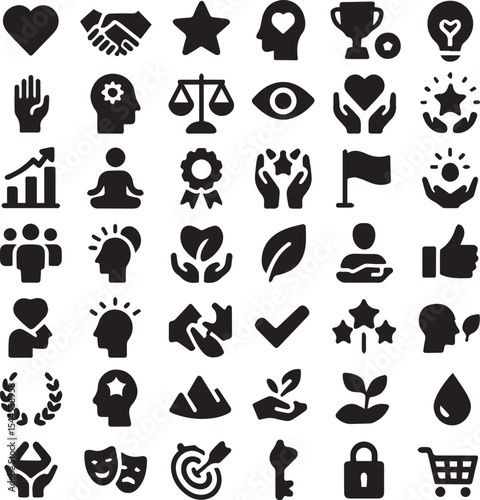 “Silhouette Icons Set – Core Values, Growth & Personal Development”