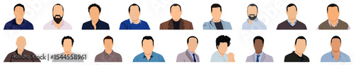 Faceless people characters male user profile avatar isolated set