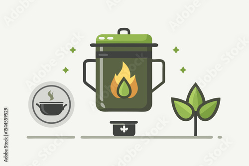 camping pot recycled metal nature