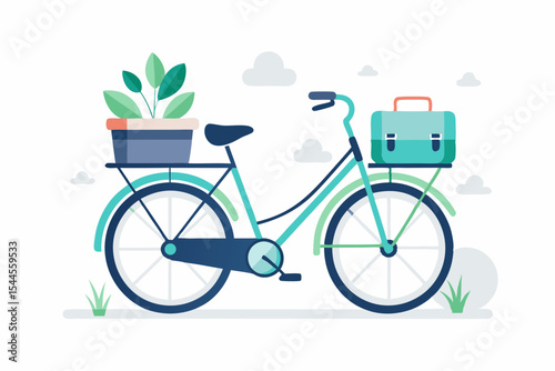 bicycle saddlebags potted plant attached