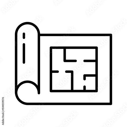 Lineart Icon blueprint for building improvement and handyman services