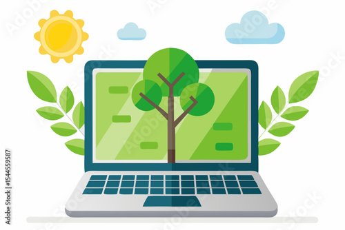 eco laptop solar lid tree