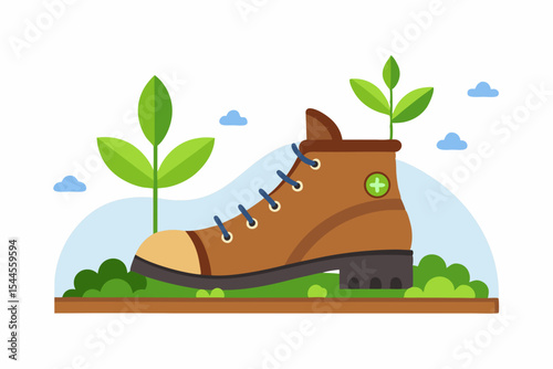 eco hiking boot growing plants