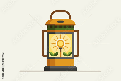 solar lantern glowing rays tree