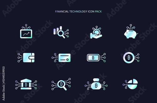 Color Outline Finance Fintech Icon with Electricity Line in Futuristic Payment and Digital Banking. Cryptocurrency or Stable Coin AI Financial Analysis Symbol. Editable Stroke illustration.