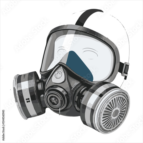 Biochemical warfare gas mask on white background