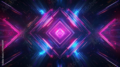 Neon diamond portal, vibrant lights