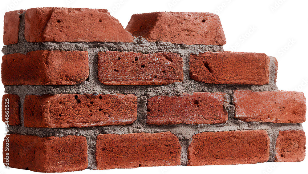 Fototapeta premium Realistic Brick Wall Texture Isolated on Transparent Background Suitable for Construction and Design Use