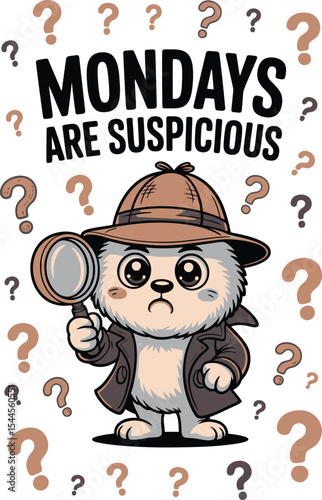 Mondays Are Suspicious Detective Illustration