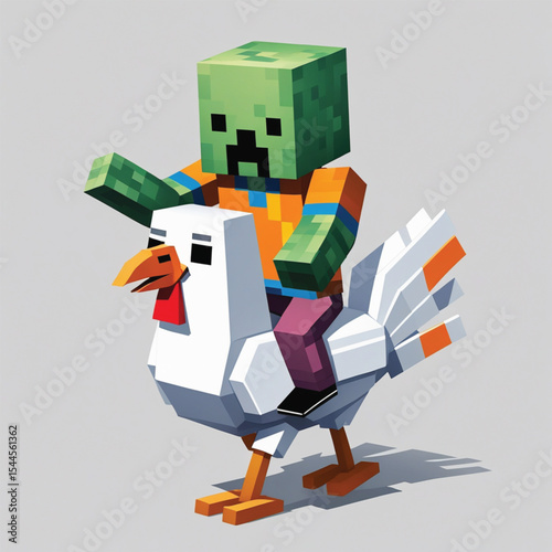 chicken jockey on white background