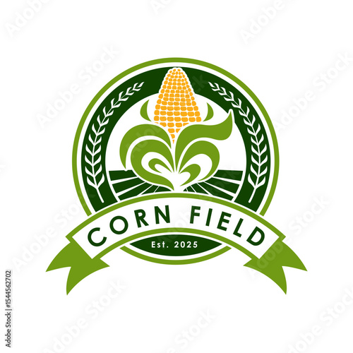 Corn Field Logo Banner and Farm Emblem Design vector