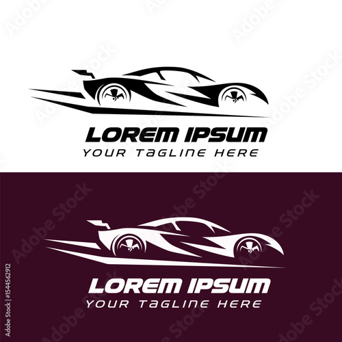 Dynamic Sports Car Silhouette Logo Speed and Performance Emblem vector illustration