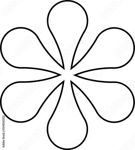 Illustration of simple flower outline drawing with six petals vector illustration floral design isolated on white background vector